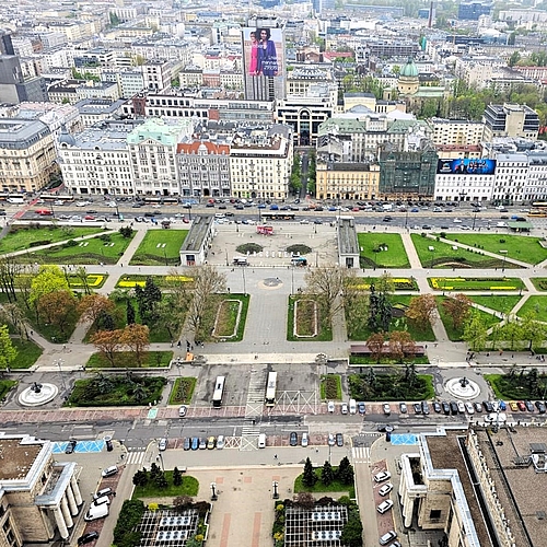 Die Aussicht auf Warschau vom Kulturpalast aus